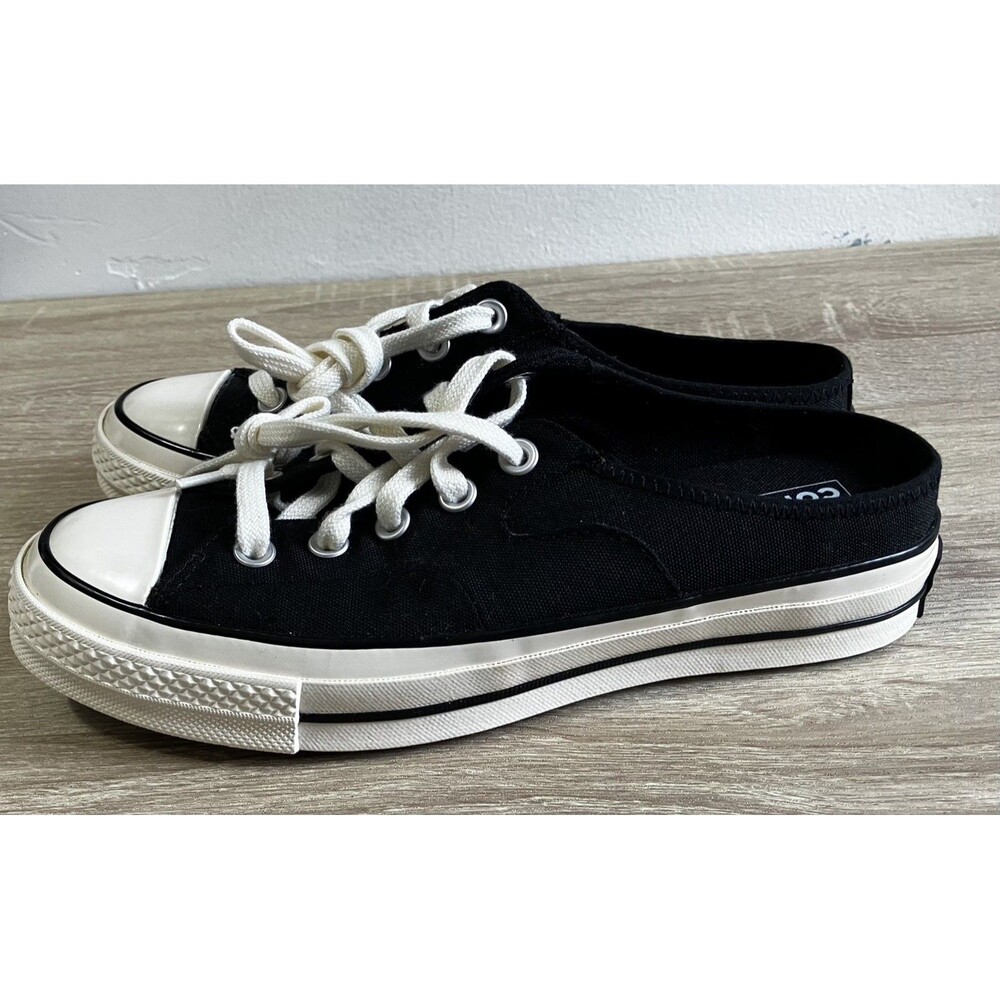 Converse Black Canvas Mule Slip-On Sneakers with White Trim